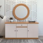 Luanda buffet 3 portes Marron, marron crème  + Miroir marron noissette  162 cm