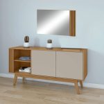 Aldo buffet L160 2 portes + miroir (Amendoa Clean/Off White)