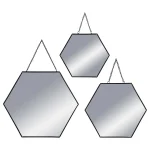 Lot de 3 miroirs hexa avec chaîne Leny métal noir