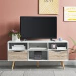 Monteno meuble tv L120 cm contemporain blanc chêne