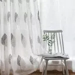 Rideau voilage “SONIA” 140x260cm broderie gris/blanc