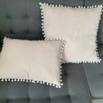 Ensemble de 2 Coussins en PAMPA VELOURS  gris