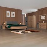 MOOD - Chambre a coucher (Lit 180 cm + 2 Chevets + Armoire + Commode avec miroir ) - 6 pcs