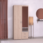 DAILY armoire 2 portes, 2 tiroirs chene avec miroir.  6521A2PM