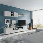 Belus (RANI) meuble tv contemporain blanc et niche en décor noir  0z6682bo