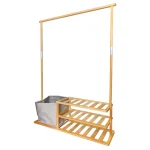Porte-vêtements en bambou avec panier