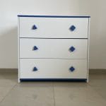 SANDRA - Commode 3 tiroirs - Blanc / Bleu