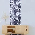 Rouleau sticker deco florale 250x45cm Noir-Blanc