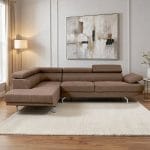 MODUS canapé d’angle droite a l’assise marron (LHF) 5 places l260 x p88/185 x h63/90 cm en tissu