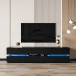 CRYPTON (Lina) meuble tv noir 177*39*45 cm Façade laquée
