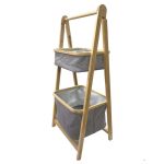 Étagère à paniers en tissu  Gris / Naturel