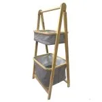 Étagère à paniers en tissu  Gris / Naturel