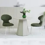 Francis table D90 Gris Clair + 2 chaises Vert fonce & Creme