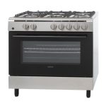 Cuisinière à gaz Vestfrost argentée 90 x 60 TB96G STD, 5 brûleurs + four.