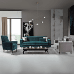 Haris canapé 6 places 3+2+1 Vert et Gris