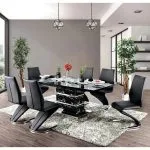 DAVY table à manger Extensible 160/200 cm Noir Blanc (sans chaise)