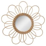 Miroir fleur Cayetana diam 38 cm rotin