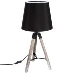 Lampe trépied Runo haut 58 cm bois noir