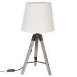 Lampe trépied Runo haut 58 cm bois ivoire