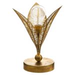 Lampe LED feuille haut 25 cm métal or
