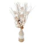Composition florale naturelle et vase osier haut 50 cm