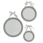 Lot de 3 miroirs ronds avec ruban Alexia GRIS