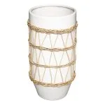 Vase haut 25 cm céramique et rotin
