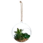 Plante artificielle en boule Pot verre H.17 cm G2
