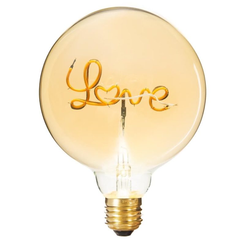 Ampoule LED à poser filament mot Love G125 ambre
