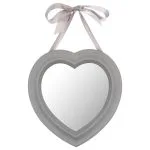 Miroir cœur gris avec ruban 27 x 27 cm assorti