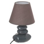 Lampe pied gris uni 4 galets Leny haut 31 cm assorti