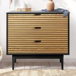 FORRES Commode 3 tiroirs  Noir - Chêne