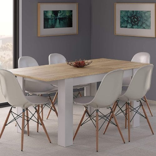 Algo Table A Manger Extensible Blanc Chêne - L 120 - 160 (Sans Chaise)