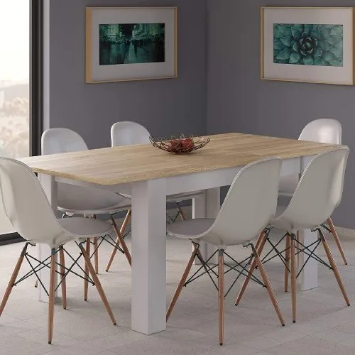 ALGO Table a manger extensible Blanc Chêne - L 120 - 160 (sans chaise)