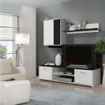 ROSIE  Meuble TV mural blanc et noir - L 180 cm