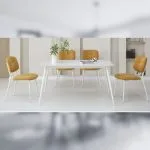 Las Palmas table L140 Blanc & Creme + 4 chaises Jaune & Creme
