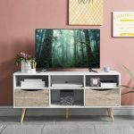 Monteno meuble tv L120 cm contemporain blanc chêne