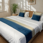 Rêve d argent - chemin de lit décoratif avec 2 coussins