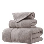 Serviette Bain royal Taupe 3 pièces en coton