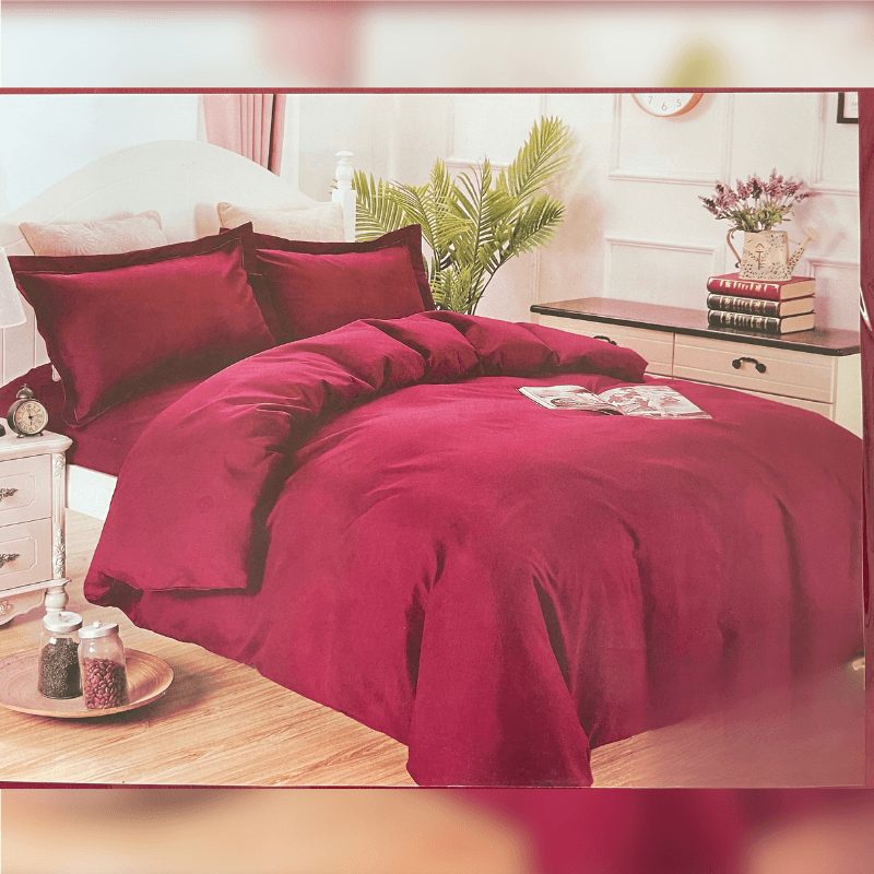 Reva Linge Rouge bordeaux 4 pièces - 2 draps 2 taies