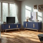 Ensemble Dunelon Buffet + Meuble TV - L160 Bleu/OAK