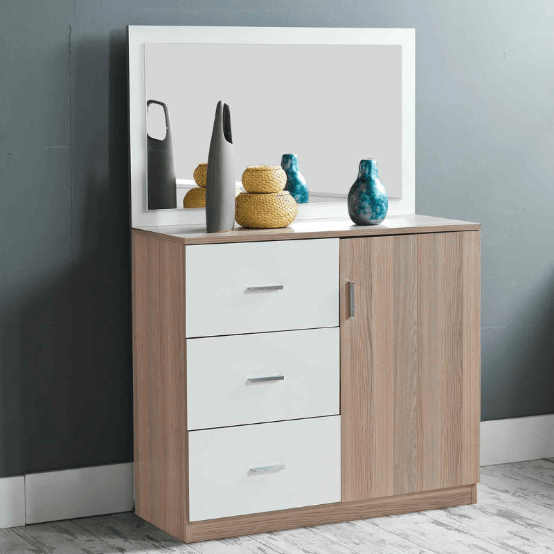 LINDA Coiffeuse OAK/WALNUT Blanc