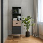 Monteno bibliotheque Noir chene 50 x p 39 x h 171 cm