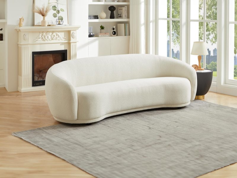 Bovana Ensemble Canapé (3+3+1)Pl Beige En Tissu Bouclette – Image 2