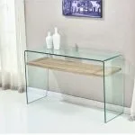 STILVO CONSOLE D'ENTREE EN VERRE L125 P40 H76 + ETAGERE EN CHENE