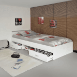 NASHVILLE (ALPHA) LIT blanc avec 2 tiroirs  90 x 200 cm  + Sommier 2038L2TI