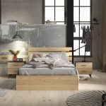 INDUS LIT 140 X 190 + 2 Chevets  NATUREL / NOIR  / ( 16164_EX,16719_EX,16166_EX)
