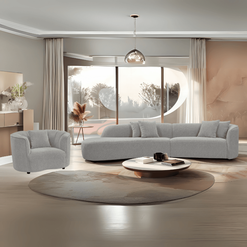 Ensemble San Marino 5 Places + Kobe Fauteuil 1 Place - Gris – Image 1