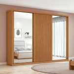 OLLIE II Armoire  à 3 portes – avec 2 portes en verre - ALMOND CLEAN / OFF WHITE