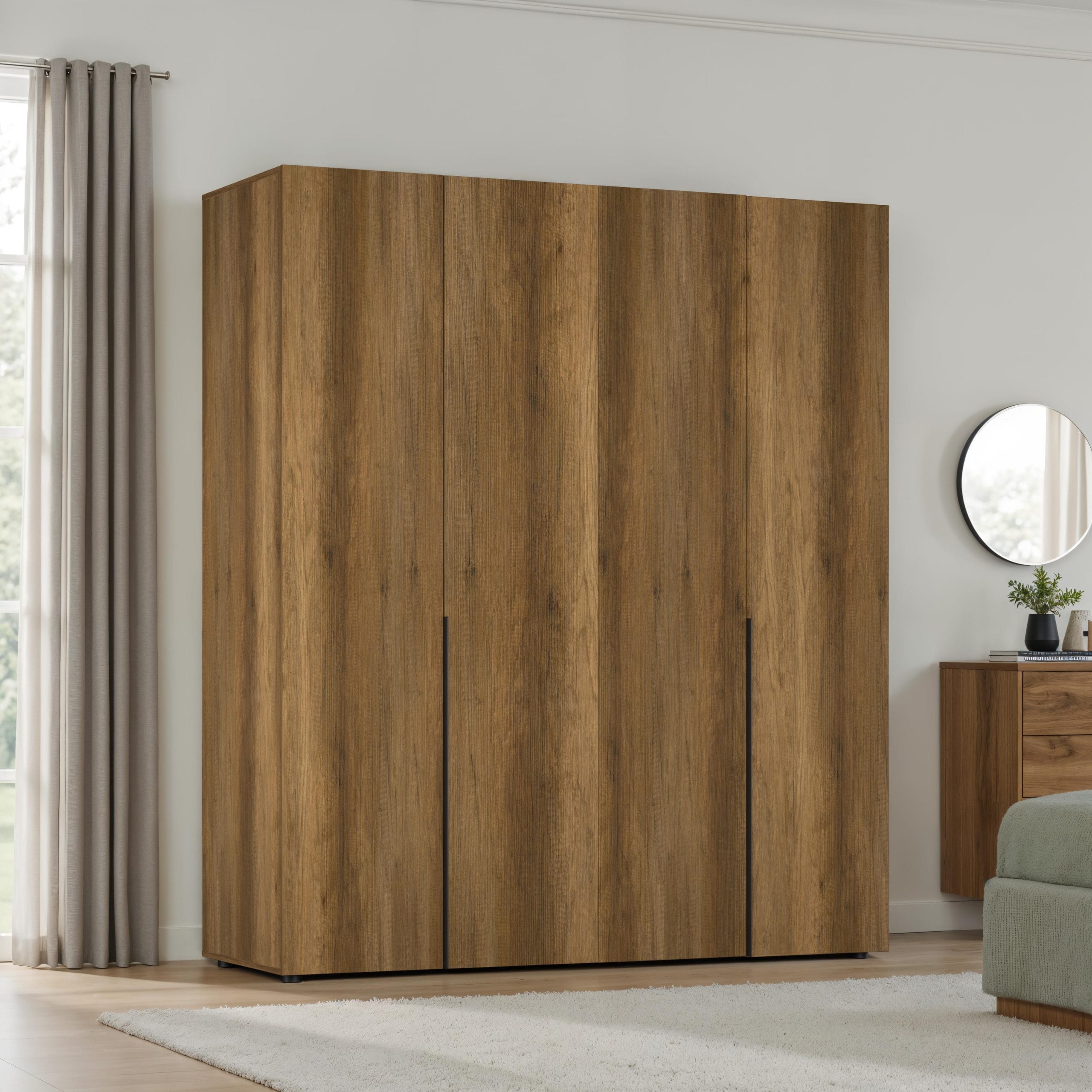 GRD-1740-OO-3_4K_LIFESTYLE_01 ORYANA Armoire 4 portes avec 8 compartiments - Chene (GRD-1740-OO-3) – Image 1